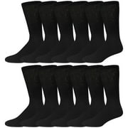Big and Tall Diabetic Cotton Neuropathy Crew Socks, King Size Mens Athletic Crew Socks (13-16, Black) - 12 pairs