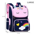 thumbnail image 4 of Mochila escolar impermeable para niños, bolsa de libros con unicornio 3D de dibujos animados, color morado, grande, 4 of 5