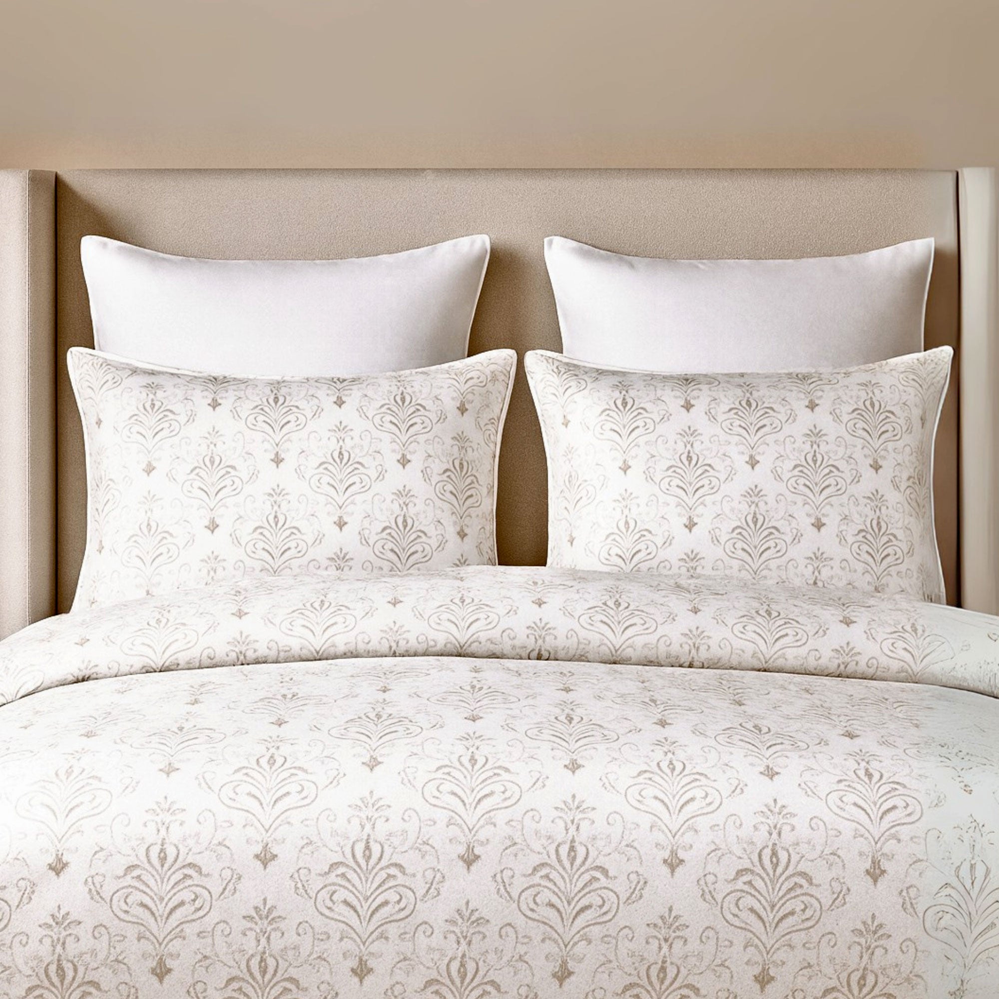 BedVoyage Queen Size Duvet Cover Set, Luxury 100% Viscose Derived from Bamboo, with 2 Standard Shams, Button Closure/Corner Ties, Silky-Soft, Lightweight & Cooling, 92x96, Full/Queen – Damask