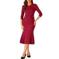 thumbnail image 1 of INSPIRE CHIC Vestido de cóctel de trabajo de cuerpo ajustado con cola de pez y mangas 3/4 para mujer vintage XS Rojo, 1 of 6