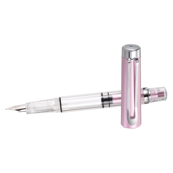 Iridium-Tipped Nib Fountain Pen, 1 Pack Calligraphy Pen Clear Barrel Smooth Writing with Refillable Ink Converter for Office Journaling Calligraphy Gift, Pink