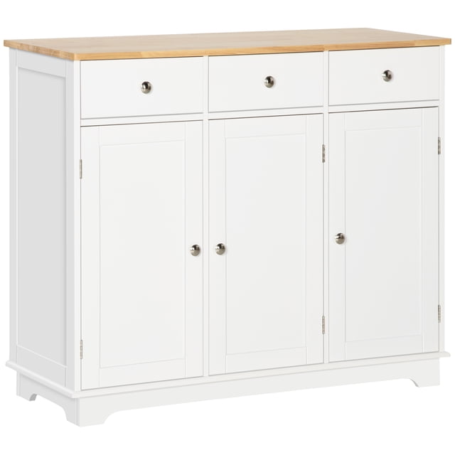 HOMCOM Buffet Moderne, Armoire Buffet avec Armoires de Rangement, Tiroirs et Tablettes Ajustables pour Salon, Blanc