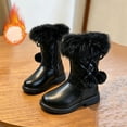 thumbnail image 2 of BXJX Girls Snow Boots, Zipper Fleece Lined Warm Outdoor Winter Shoots Black Size 1 Big Kids, 2 of 10