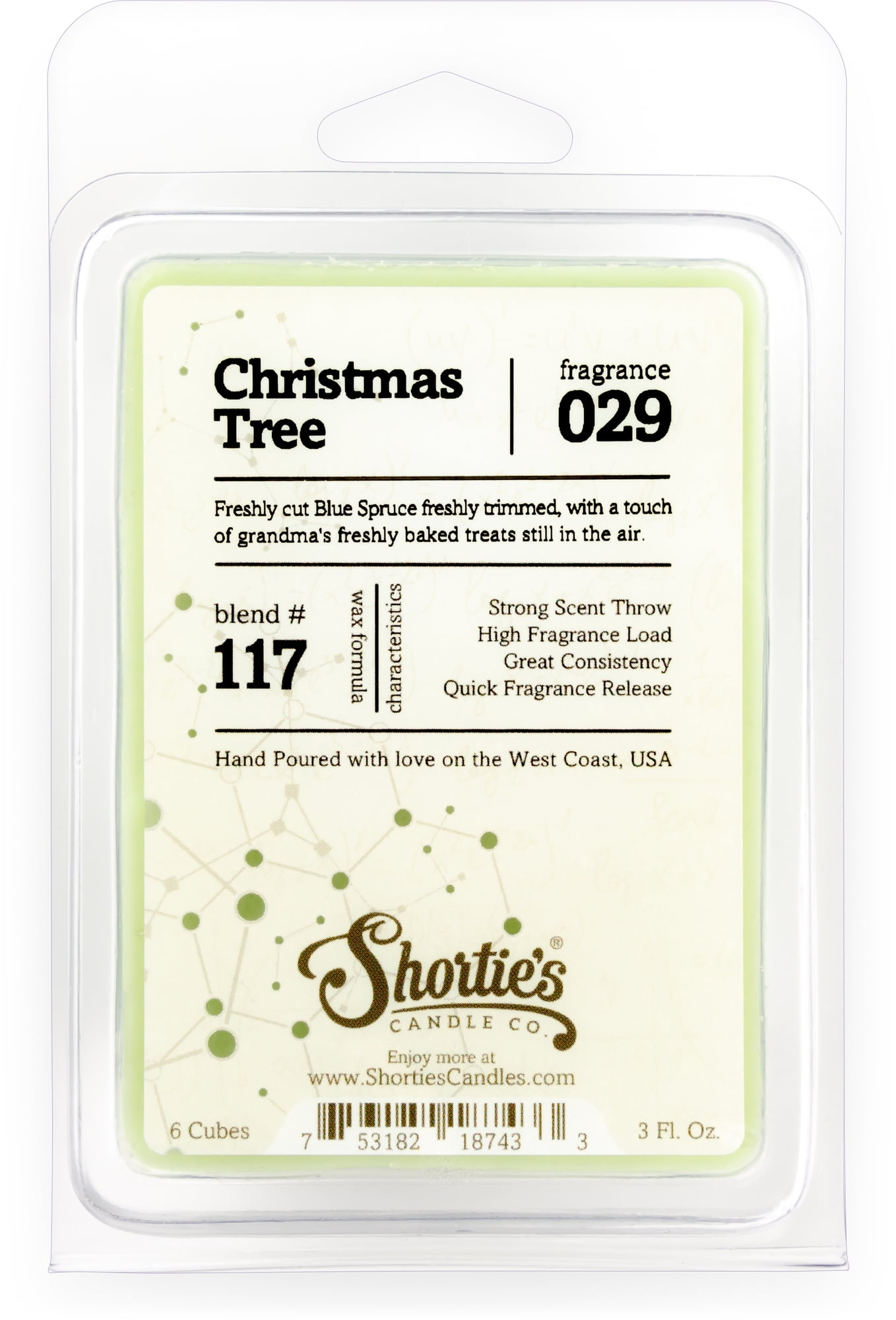 Christmas Tree Wax Melts - Highly Scented + Natural Oils - Shortie's Candle Company