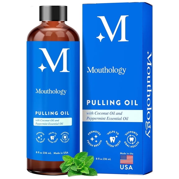 Mouthology Coconut Oil Pulling Mouthwash, Mint Flavor, Fresh Breath Support, 8 oz