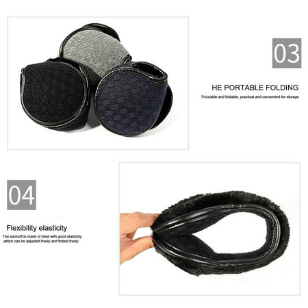 

GETHOME Men PU Leather Foldable Adjustable Keep Warm Ear Muffs Thickened Ergonomic