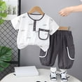 thumbnail image 2 of Girls Spring Outfits Two Piece Summer Set Lightweight Short Sleeve with Minimalist Design Newborn Boy Clothes Gray 4-5 Years, 2 of 4