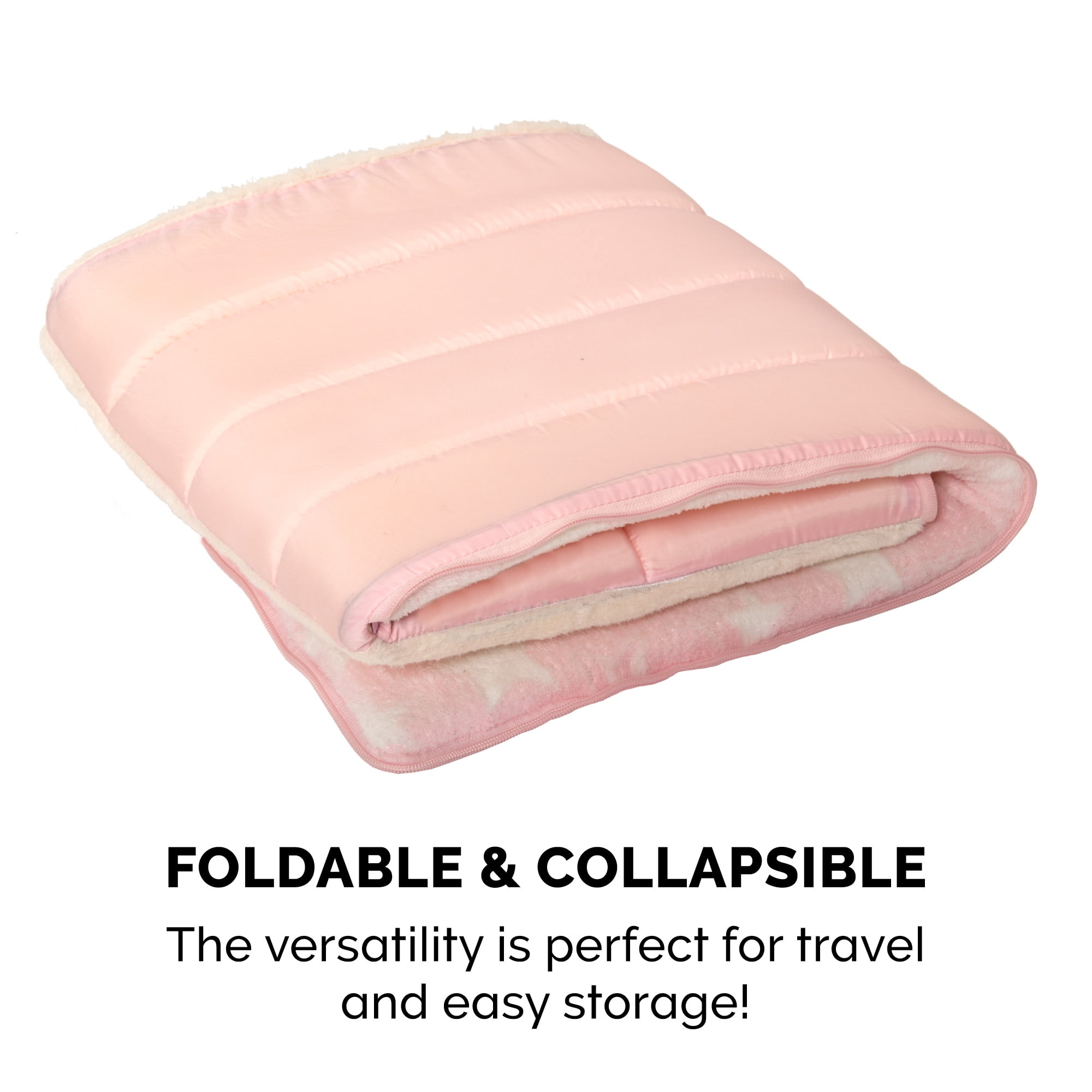 FurHaven Fleece Snuggle Hideout Pet Bed For Small Dogs and Cats - Pink Stars