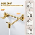 thumbnail image 5 of Brass Wall Mounted Pot Filler Faucet with Double Joint Swing Arms, Commercial Kitchen Pot Faucet in Gold, 5 of 5