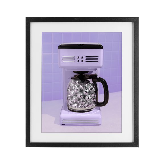 Stupell Industries Art Deco Disco Coffee Maker over Purple Black Framed Print Under Glass, 13 x 16, by LISH Creative
