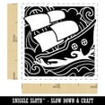 thumbnail image 2 of Ship Sailing on Turbulent Waves Self-Inking Rubber Stamp Ink Stamper - Black Ink - Small 1 Inch, 2 of 7