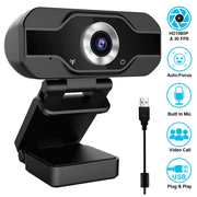EIMELI Webcam with Microphone, 1080P HD USB Web Camera, Plug and Play for PC, Laptop, Computer, Desktop, for Live Streaming, Video Call, Conference, Online Classes - Auto Light Correction