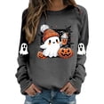 thumbnail image 3 of WEIWEN Halloween Sweaters for Women 2026 Cute Ghost Drinking Coffee Pumpkin Halloween Sweatshirts for Women Long Sleeve Shirts Women's Clothing Fall Outfits Grey, S, 3 of 5