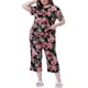 thumbnail image 2 of Conjunto de pijama de mujer plus size Agnes Orinda, de manga corta, ropa de dormir suave, conjunto de lounge 2X negro, 2 of 6