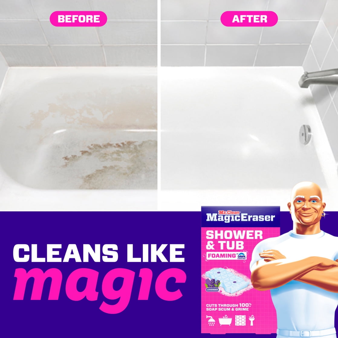 Mr. Clean Magic Eraser Sponge, Bathroom Cleaner, Lavender, 8 Count