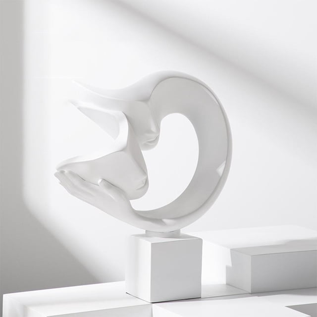 Estatuas abstractas nórdicas Macarena Escultura Personaje facial apasionado de medio cuerpo Resina blanco
