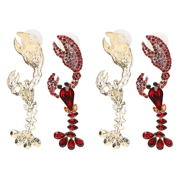 Pendientes Colgantes, Hermosos Pendientes Con Forma De Langosta A Prueba De Alergias, 2 Pares Elegantes A La Moda Para Decoración Femenina Regalo Para Mujer
