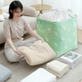 thumbnail image 6 of Tuphregyow Storage Basket Household Oversized Foldable Drawstring Beam Closure Cloth Quilt Bag Squares Dirty Clothes Basket Storage Box Green, 6 of 9