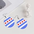 thumbnail image 5 of Round Leathe Dangle Earrings For Women Chicago Flag Style Circle Shape Drop Earrings Jewelry, 5 of 6