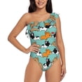 thumbnail image 2 of Yiaed Cute French Bulldog Print Women One Piece Swimsuits Tummy Control One Shoulder Bathing Suits Pattern Ruffle Swimwear-Small, 2 of 8