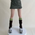 thumbnail image 2 of Kmbangi Women's Rib Knit Leg Warmers Cute Knee High Socks Boot Cuffs Two Tone Stockings with Button Decor, 2 of 2