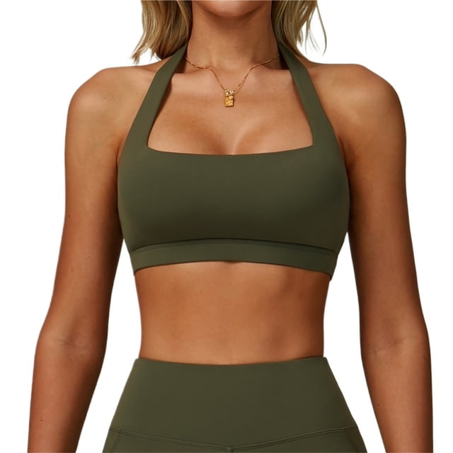 Sujetador deportivo for mujer, cuello cuadrado, sin costuras, acolchado, for yoga, entrenamiento, camiseta sin mangas