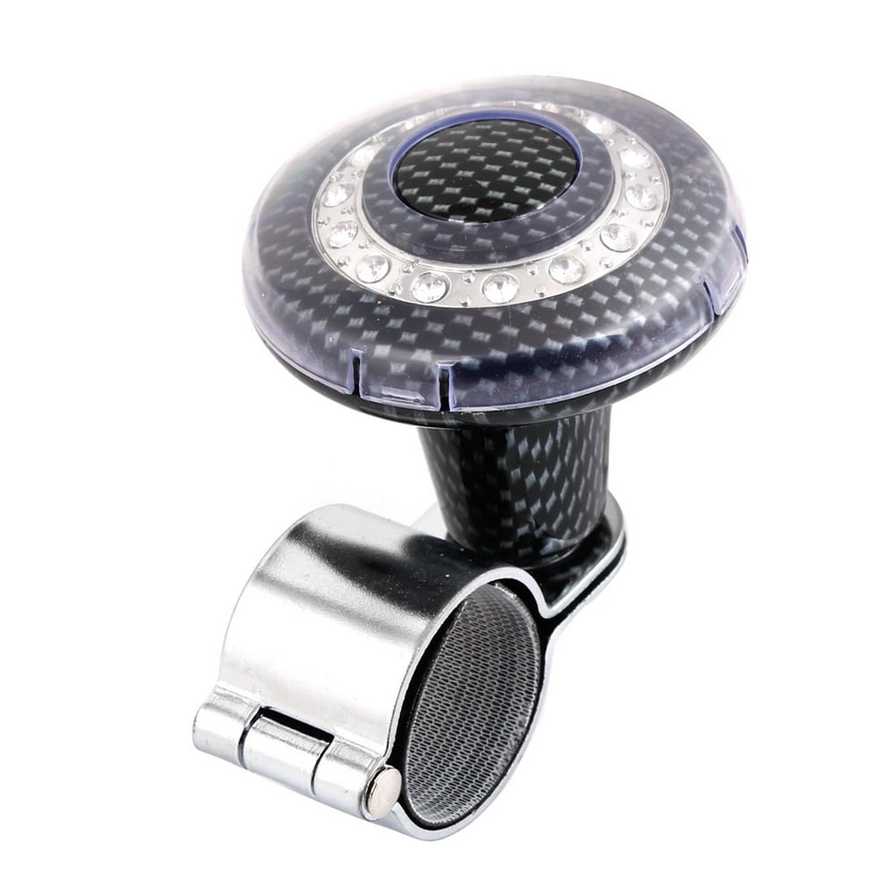 Universal Auto Steering Wheel Knob Clamp Suicide Grip Black Silver Tone