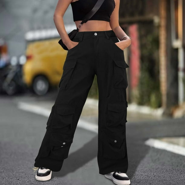 Gibobby Pantalones termicos de mujer para el frio Pantalones cargo holgados para mujer ropa con multiples bolsillos pantalones vaqueros de ajuste relajado Negro XG Walmart en linea