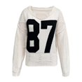 thumbnail image 5 of Pullover Sweaters for Women 2025 Long Sleeve Crewneck Number Color Block Knitted Sweater Tops Fall Winter Outfits, 5 of 6