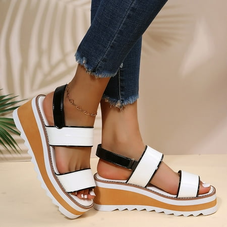 

Qepwscx Sandal For Women Dressy Comfortable Sandal For Women Women S Shoes Fashion Stitching Color Minimalistic Thick Bottom Increased Roman Sandals Sandal For Women Comfortable