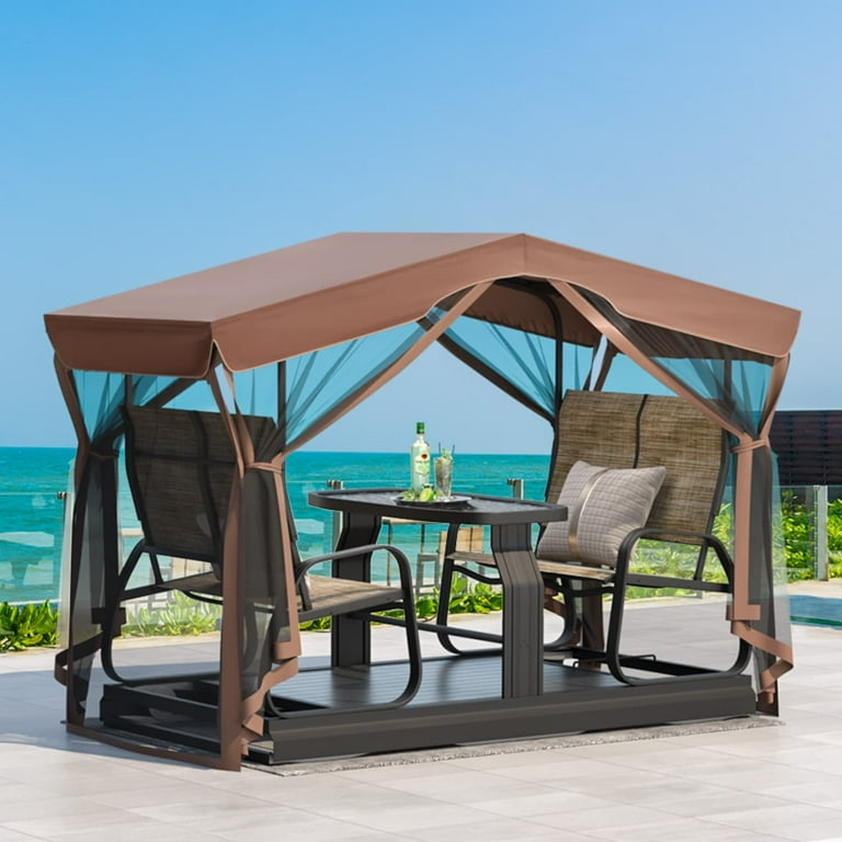 Erommy 4-Seat Patio Swing Chair Outdoor Glider Benches