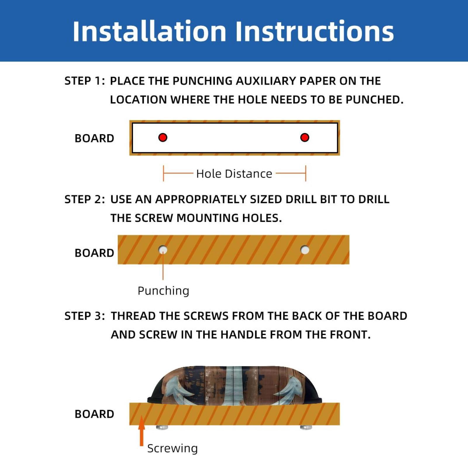 PhooArto 6 Pcs Cup Drawer Pulls, Blue Anchor Brown Wooden Shell Shape Handles Cabinet Knobs for Dresser Cupboard Closet Wardrobe with Screws