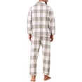 thumbnail image 3 of INSPIRAR CHIC Conjunto de Pijamas de Dos Piezas de Manga Larga con Botones Casual a Cuadros en Color Blanco y Beige, 3 of 5