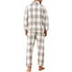 thumbnail image 3 of INSPIRAR CHIC Conjunto de Pijamas de Dos Piezas de Manga Larga con Botones Casual a Cuadros en Color Blanco y Beige, 3 of 5