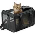 thumbnail image 1 of Transportbur för husdjur, mjuk kattbur, hopfällbar, hållbar, flygbolagsgodkänd, resevänlig (42*28*28 cm, svart), 1 of 5