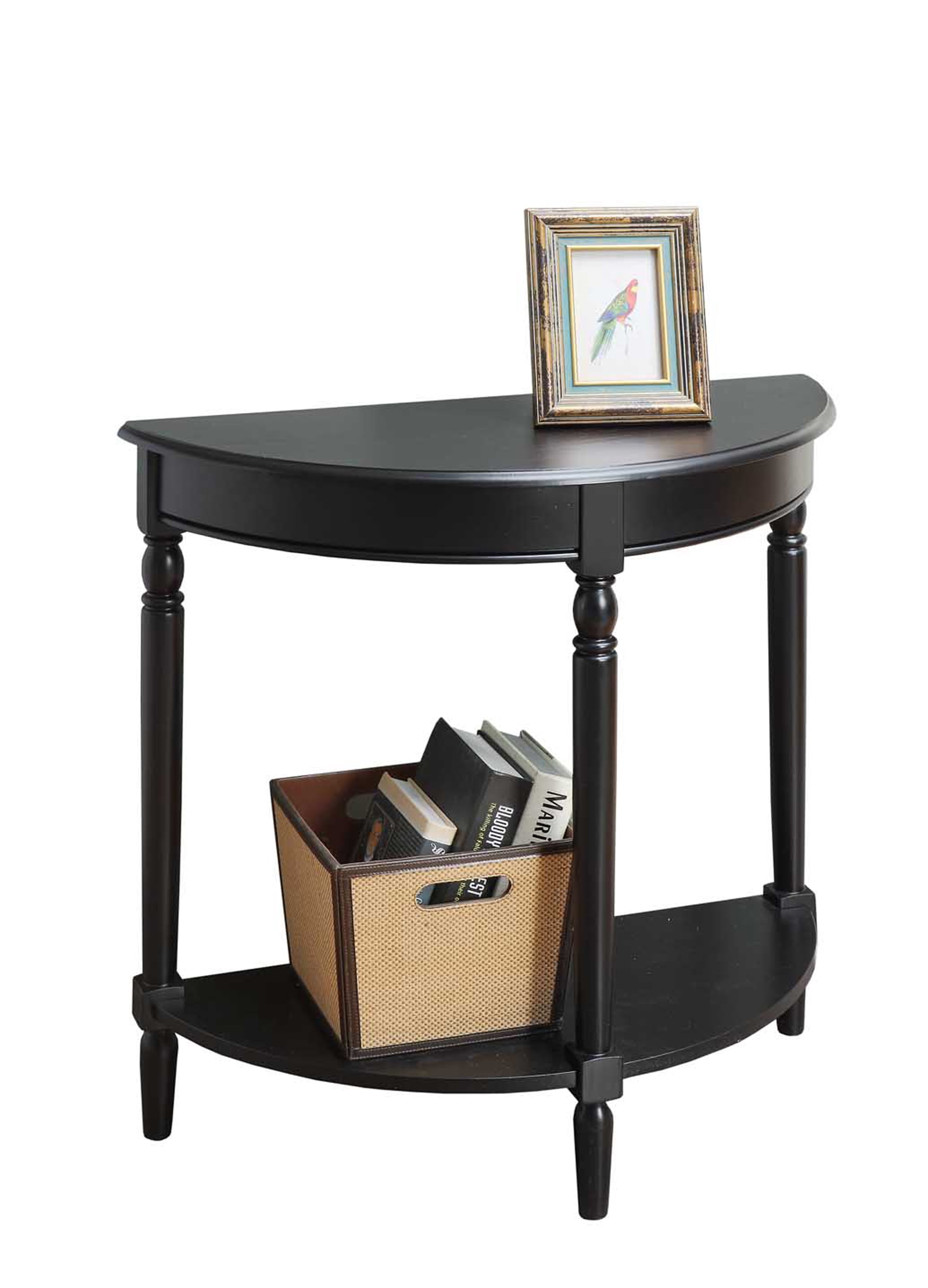 Convenience Concepts French Country Half-Round Entryway Table with Shelf, Black