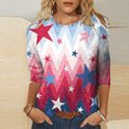 thumbnail image 2 of IROINNID Savings Long Sleeve T-Shirts for Women Independence Day Printed T-shirt 3/4 Sleeves Blouse Round Neck Lounge Tops,White, 2 of 4