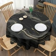 thumbnail image 3 of Black Gold Marble Pattern Round Tablecloth 60"x60",Wrinkle Wipeable Table Cloth for Kitchen Dining Room Picnic Patio Party, 3 of 6