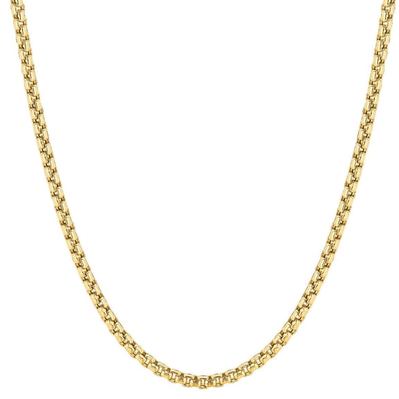 JewelStop 14k Yellow Gold Polished Finish 2.5mm Lite Round Box Chain with Lobster Lock - 22"