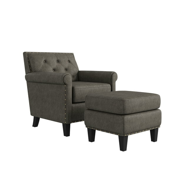 Homesvale Romvi On Tufted Rolled Arm Chair And Ottoman Com Homesvale Romvi On Tufted Rolled, Rolled Arm Chair