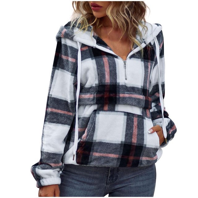 Moda mujer manga larga otoño camiseta impresión bolsillos con capucha blusa Tops Pompotops FGAJ22883