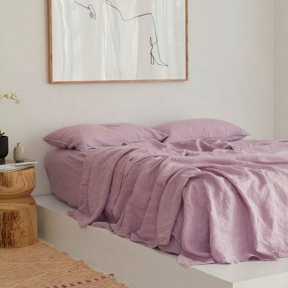 Pavish Export Stonewashed linen bedding 1 duvet cover 2 matching pillow cover set dusty pink color bedding quilt cover Twin