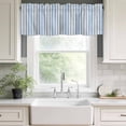thumbnail image 4 of Blue Striped Kitchen Valances for Windows, Modern Simple Farmhouse Beige Vintage Bathroom Window Valances 42x18 Inch Rod Pocket Window Treatments Valance Curtains for Living Room Bedroom Decor, 4 of 9