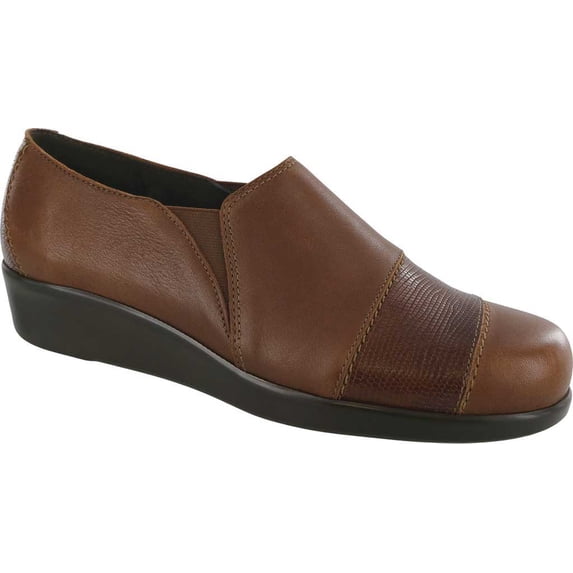 Women's SAS Nora Cap Toe Slip On Black/Lizard Leather 7.5 XXW
