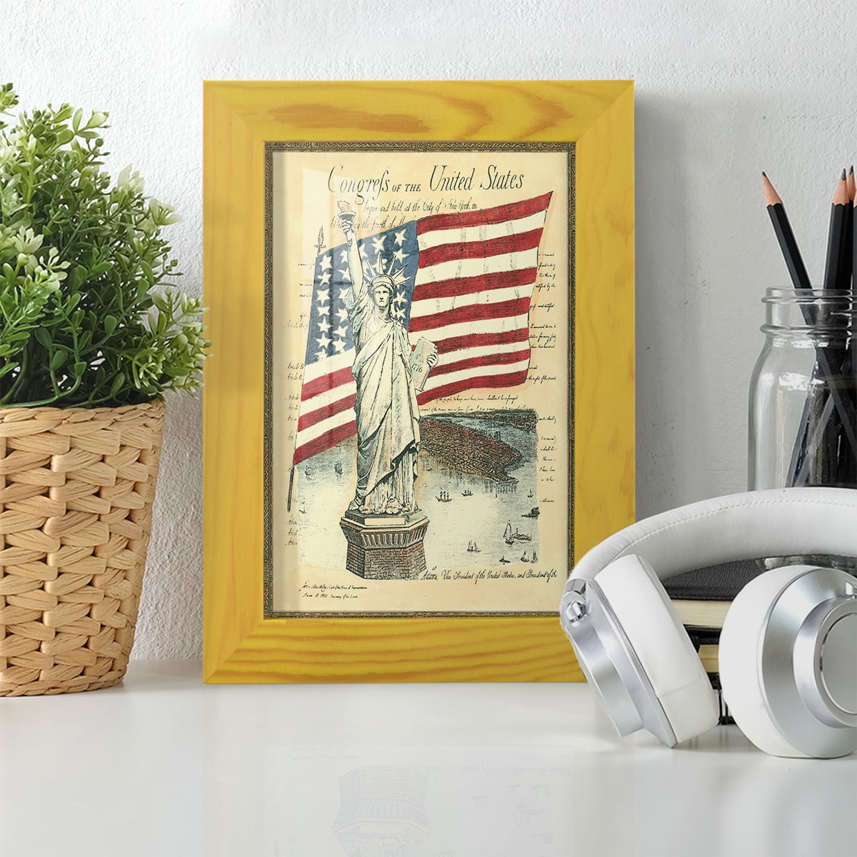 USE D # Proud To Be An American I -Framed Print w/glass-Sunflower Yellow
