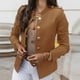 thumbnail image 1 of Chaquetas y abrigos casuales de manga larga sin capucha para mujer, de color liso, con mangas largas y botones ajustados, abrigos cortos para mujer, 1 of 5