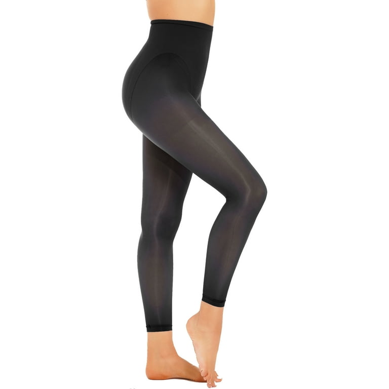 YONGHS Women s 30 Denier Ultra Shimmery Pantyhose Mesh Control Top Footless Tights Leggings Type B Black One Size Walmart
