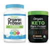 Orgain - Organic Vegan, Gluten Free Plant Based Protein & Greens Powder - Vanilla Bean (1.94 LB) + Keto Protein Powder - Chocolate (0.97 LB)
