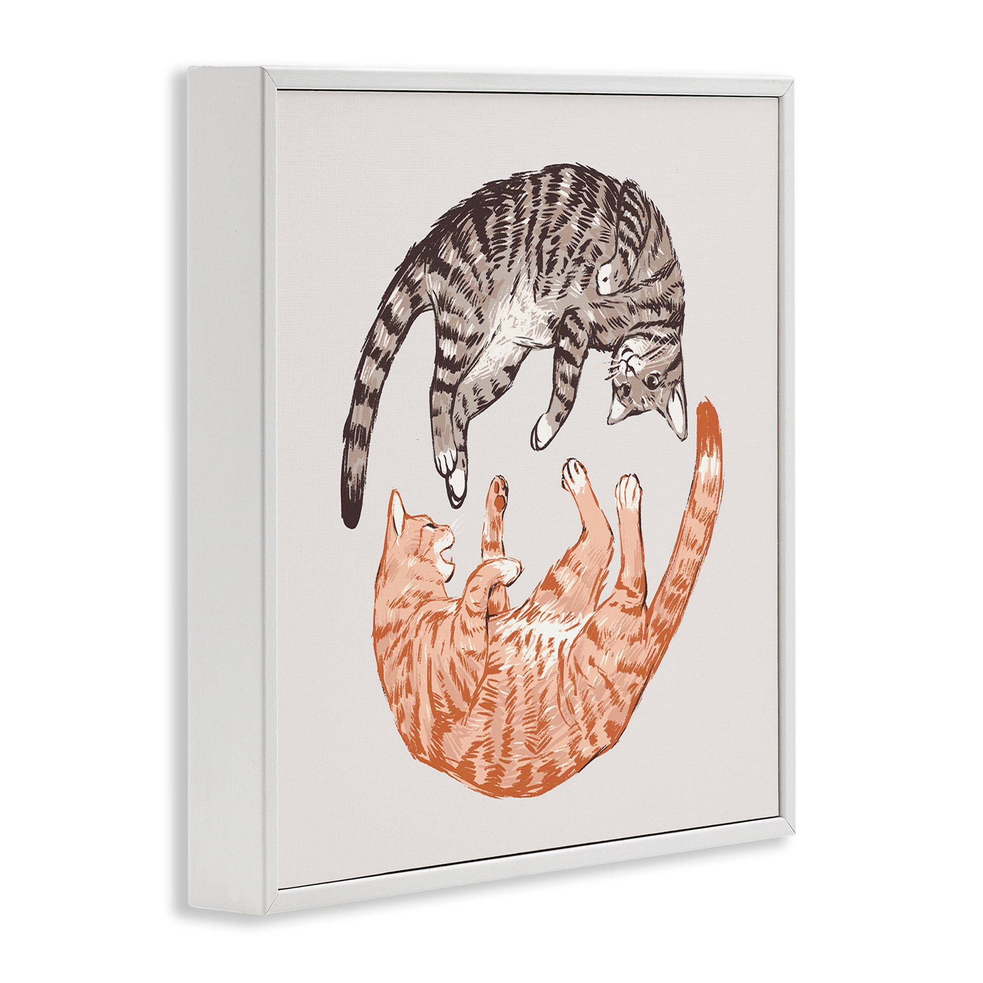 Stupell Industries Tabby Cats Duo Animals & Insects Painting White Framed Art Print Wall Art, 24 x 24