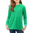 thumbnail image 2 of KISSMODA Girls Long Sleeve Casual Front Pleats Blouses & Tops, Round Neck, 4-14 Years, 2 of 3
